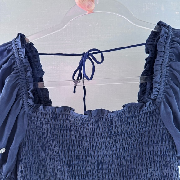 Tuckernuck Hill House Jeweled Smocked Top Navy S - Picture 10 of 16